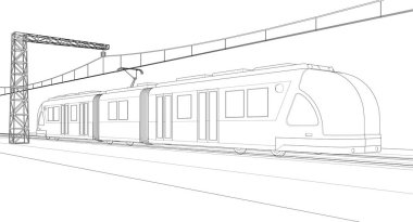 3D illüstrasyon - tren hatlarının şehri