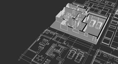 ev konsepti çizimi 3 boyutlu illüstrasyon