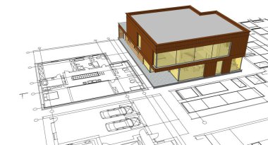 Binanın 3 boyutlu illüstrasyonu, plan