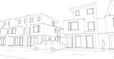 house building sketch 3 d illustration