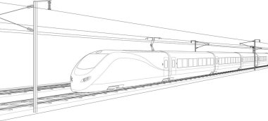 Çizgileri olan modern şehir treni. 3d oluşturma