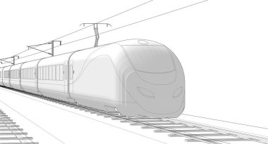 Tren istasyonunda tren. 3d oluşturma