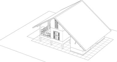 ev mimarisi çizimi 3 d illüstrasyon