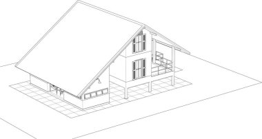 ev konsepti çizimi 3 boyutlu illüstrasyon