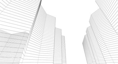 Soyut mimari çizgileri tasarım arka planı. 3d illüstrasyon