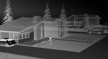 ev araba şeklinde, 3D model..