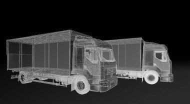 Koyu arkaplanda izole edilmiş 3 boyutlu bir kablo çizimi
