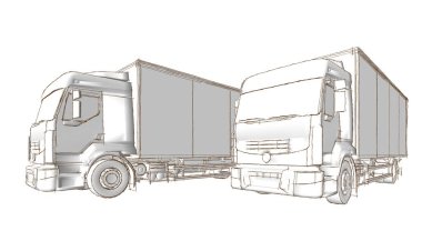 beyaz arkaplanda izole edilmiş kamyonet 3 boyutlu görüntüleme