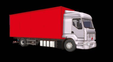 Siyah arkaplanda 3 boyutlu bir kamyon görüntüsü