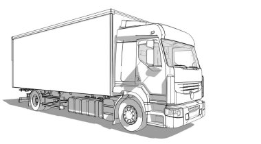 Beyaz teslimat kamyonu. beyaz arkaplanda izole