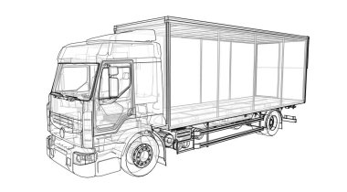 beyaz zemin üzerine kargo kamyon.