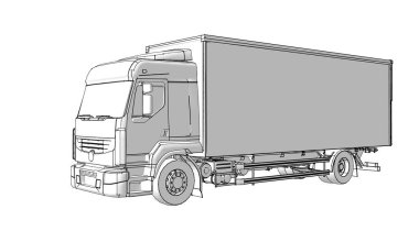 Kamyonun yan görüntüsü. vektör illüstrasyonu