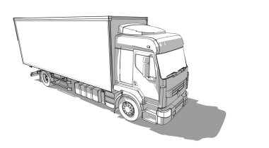 Karavanlı bir kamyon. vektör illüstrasyonu