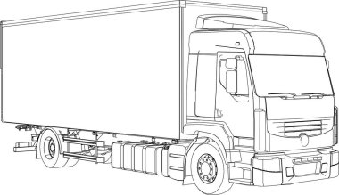 Römorklu kamyon, vektör çizimi