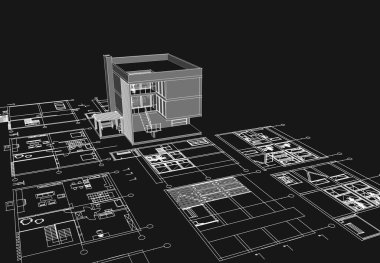 3D mimari proje, dijital duvar kağıdı