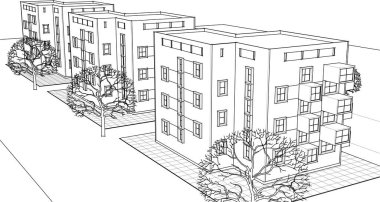 mimari sanat 3D illüstrasyon