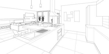 Mutfağın içi, 3 boyutlu resim