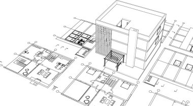 ev mimarisi proje taslağı 3D