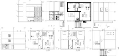 ev planı mimari taslak çizimi 3 boyutlu illüstrasyon