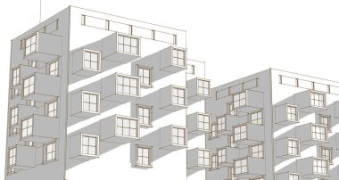 ev konsepti çizimi 3 boyutlu illüstrasyon