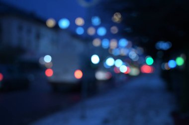 Gece şehir ışıklarının bulanık arkaplanı