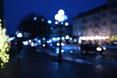 Gece lambaları arka planda. Noel arkaplanı.