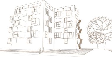 3D mimari proje, dijital duvar kağıdı