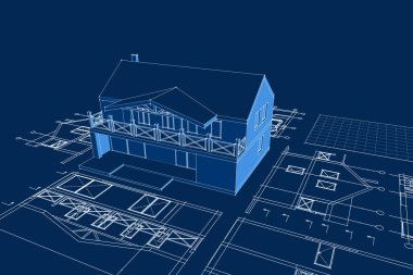 ev mimarisi eskizi 3D görüntüleme