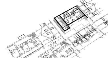 mimari çizimler 3 d illüstrasyon - illüstrasyon