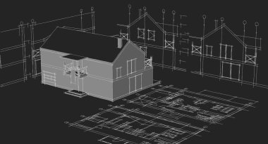 ev projesi taslağı 3D oluşturma