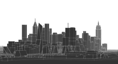 Şehir siluetinin 3 boyutlu modeli