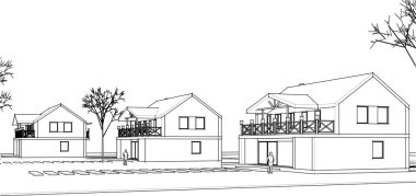house building sketch 3 d illustration