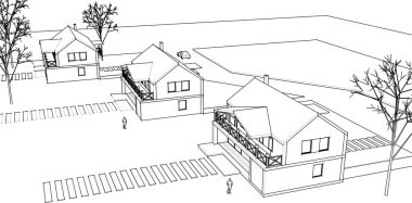 house building sketch 3 d illustration