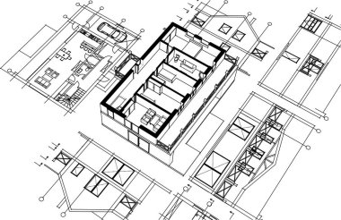 ev konsepti çizimi 3 boyutlu illüstrasyon