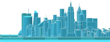 Modern şehir ufuk çizgisi 3 d illüstrasyon