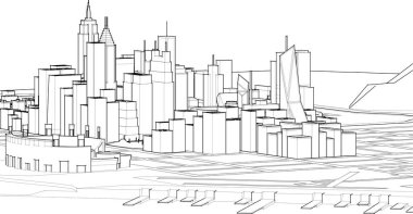 Şehir mimari binası 3 boyutlu.