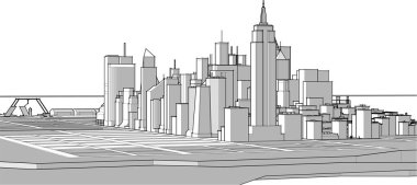 Şehrin 3 boyutlu silüeti