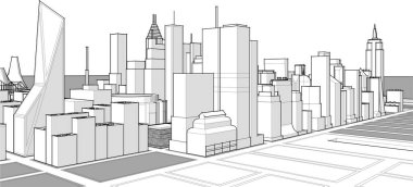 Bina inşaatının 3 boyutlu mimari çizimi