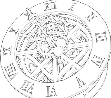 Saatin vektör el çizimi.