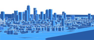 3d görüntüleme şehri, vektör illüstrasyonu