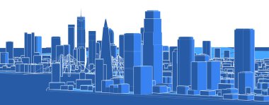 Şehrin ufuk çizgisi 3 boyutlu illüstrasyon