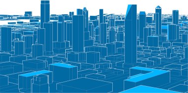 3d şehir panoraması, vektör çizimi, eps