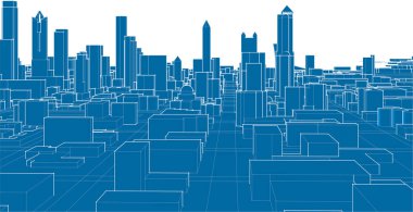 vektör şehir silueti. 3d oluşturma.