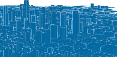 Şehir binalarının vektör illüstrasyonu