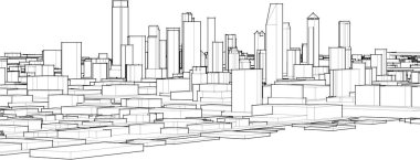 Şehir Mimarisi 3 boyutlu resimleme