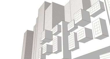 Mimari sanat konseptinde soyut çizgiler, minimum geometrik şekiller.