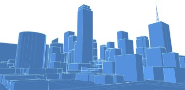 Şehir perspektif çizgilerinin 3d görüntülenmesi