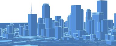 Şehrin ufuk çizgisi 3 boyutlu görüntüleme