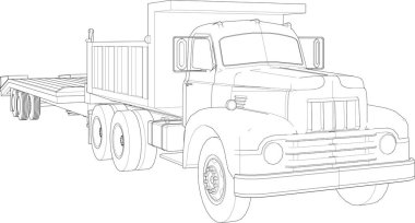 Karavanı olan bir kamyonun vektör çizimi