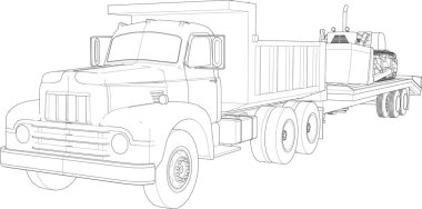 Karavanın vektör çizimi vücudun büyük bir gövdesidir. Dış hat ve çizgilerden oluşur.